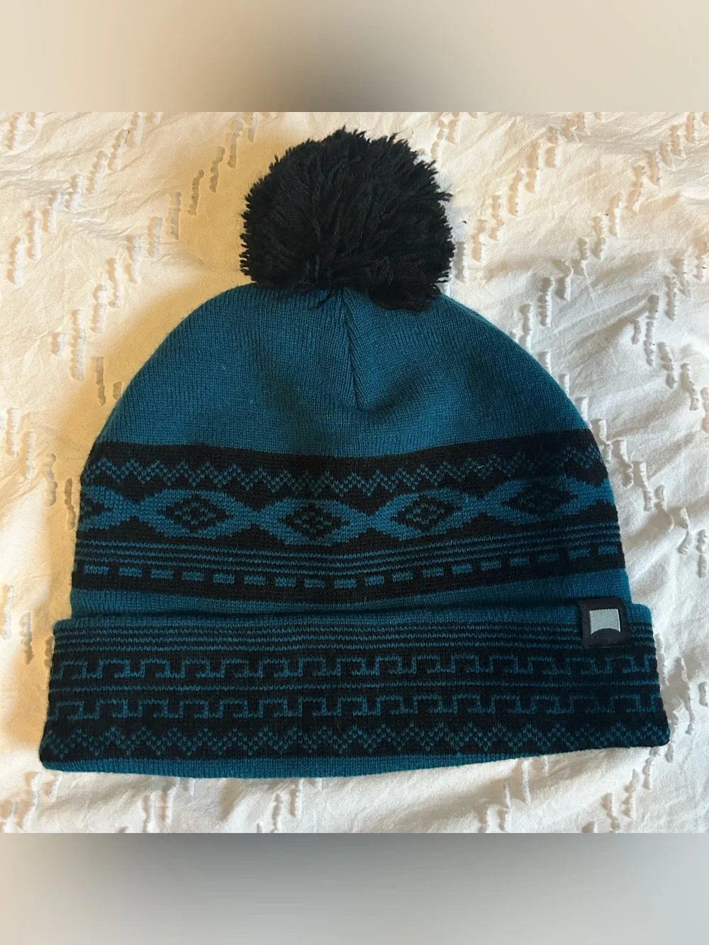 Nordic Pattern Adult Beanie Hat With Pom Pom Snowboard Skiing Winter Snow OS